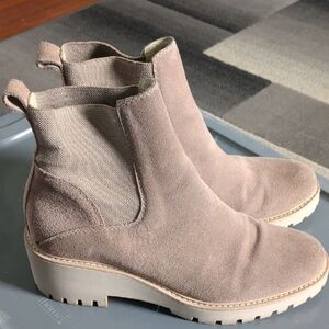 Suede Haddie Dolce Vita Ankle Boots in Taupe - Women's Comfort Wedge Size 10